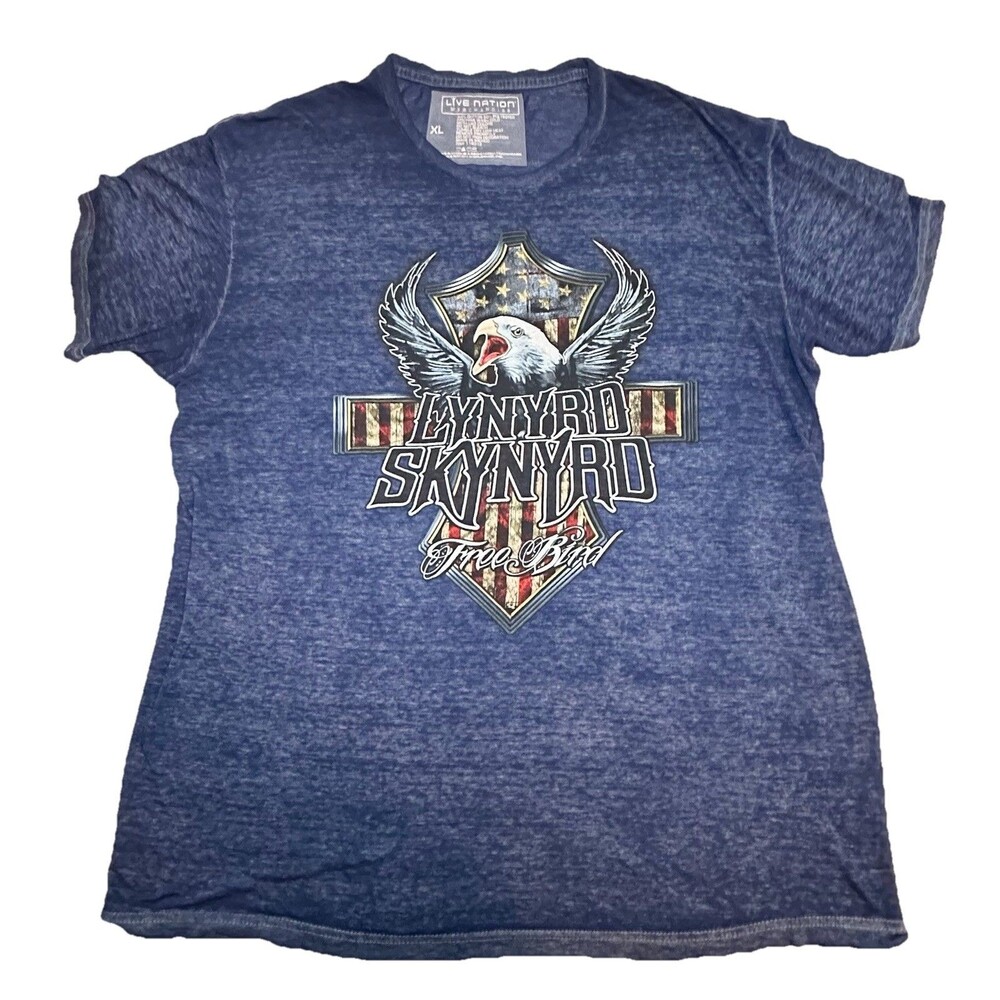 Live Nation Lynyrd Skynyrd Free Bird Semi Sheer Blue Concert Tee Shirt XL